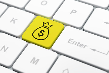 Image showing Money concept: Money Bag on computer keyboard background