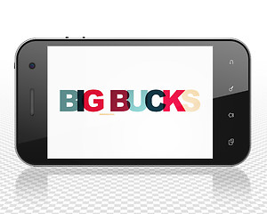 Image showing Finance concept: Smartphone with Big bucks on  display