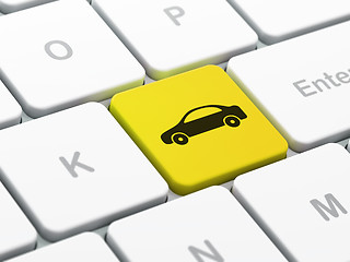 Image showing Travel concept: Car on computer keyboard background