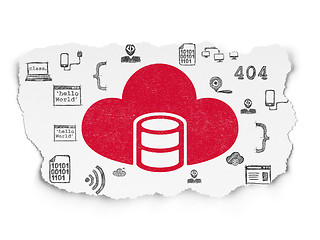 Image showing Software concept: Database With Cloud on Torn Paper background