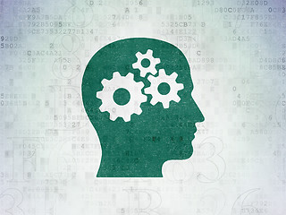 Image showing Information concept: Head With Gears on Digital Paper background