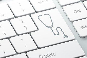Image showing Healthcare concept: Stethoscope on computer keyboard background