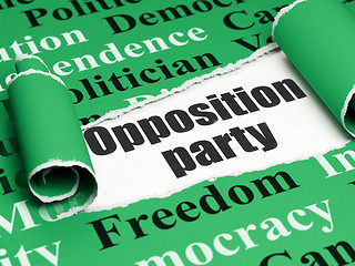 Image showing Political concept: black text Opposition Party under the piece of  torn paper