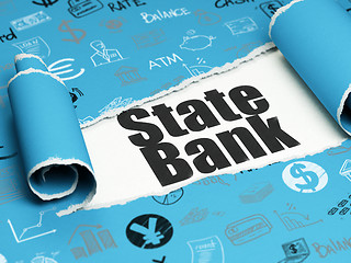 Image showing Currency concept: black text State Bank under the piece of  torn paper