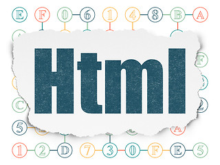 Image showing Programming concept: Html on Torn Paper background