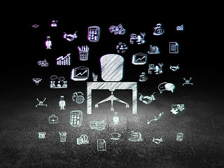 Image showing Business concept: Office in grunge dark room