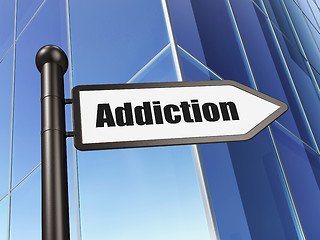 Image showing Medicine concept: sign Addiction on Building background