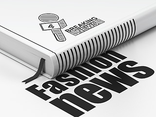Image showing News concept: book Breaking News And Microphone, Fashion News on white background
