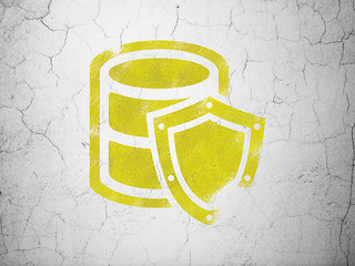 Image showing Database concept: Database With Shield on wall background