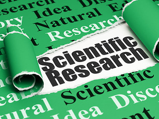 Image showing Science concept: black text Scientific Research under the piece of  torn paper