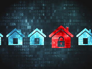 Image showing Protection concept: Home on digital background