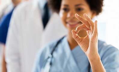 Image showing close up of doctor or nurse showing ok sign