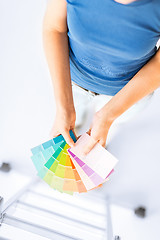 Image showing woman working with color samples for selection