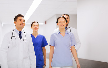 Image showing happy group of medics or doctors at hospital