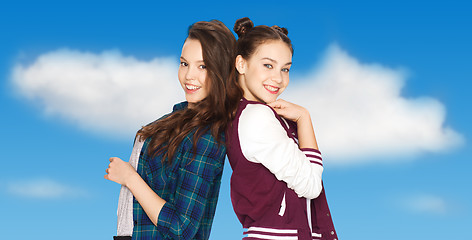 Image showing happy smiling pretty teenage girls having fun