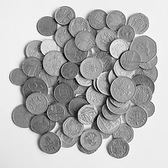 Image showing Black and white Pound coins