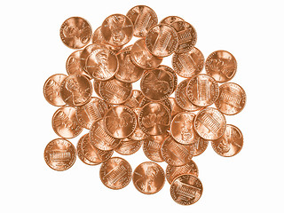 Image showing  Dollar coins 1 cent wheat penny vintage