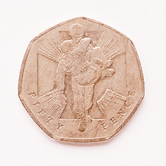 Image showing  UK 50 pence coin vintage