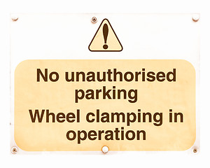 Image showing  Parking sign vintage