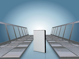 Image showing Laptop corridor with DVD software case