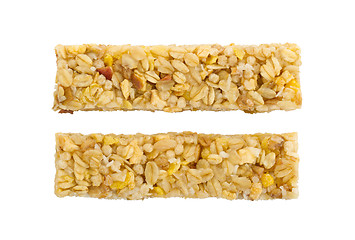 Image showing Muesli bar with apple, nuts and sugar