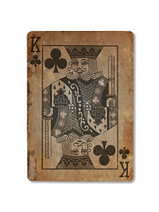 Image showing Very old playing card, King of clubs