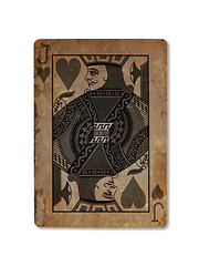 Image showing Very old playing card, Jack of hearts