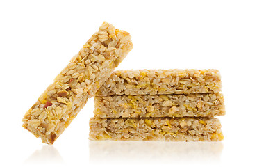 Image showing Muesli bar with apple, nuts and sugar