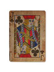 Image showing Very old playing card, Jack of clubs