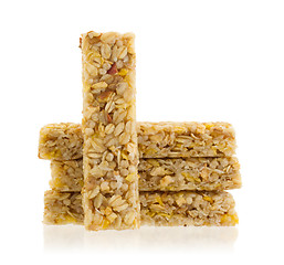 Image showing Muesli bar with apple, nuts and sugar