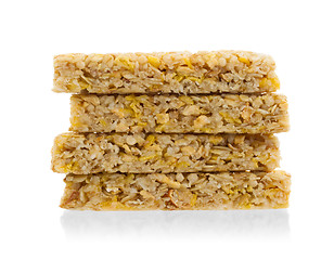 Image showing Muesli bar with apple, nuts and sugar