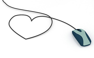 Image showing Computer mouse with heart shaped cable