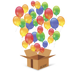 Image showing Cardbox and Colorful Balloons