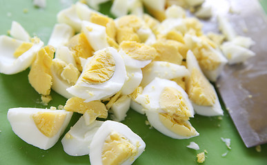 Image showing Boiled eggs chopped