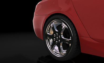 Image showing Red sport car , rear wheel