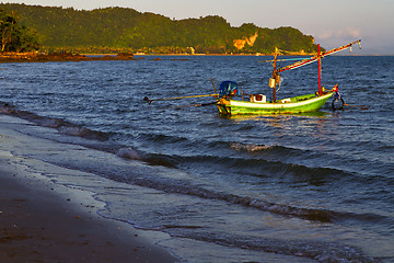 Image showing sunrise asia  the  lomprayah bay isle white    sea anchor