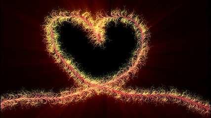 Image showing Valentine heart shape with light rays