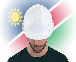 Image showing Engineer with flag on background - Namibia