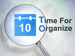 Image showing Timeline concept: Calendar and Time For Organize with optical glass