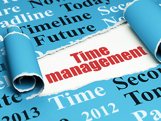 Image showing Timeline concept: red text Time Management under the piece of  torn paper