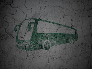 Image showing Travel concept: Bus on grunge wall background