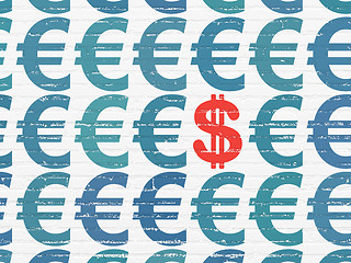 Image showing Currency concept: dollar icon on wall background