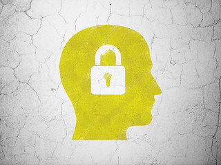 Image showing Information concept: Head With Padlock on wall background