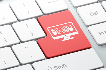 Image showing News concept: Breaking News On Screen on computer keyboard background