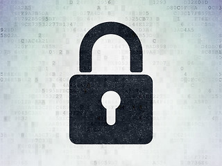 Image showing Data concept: Closed Padlock on Digital Paper background