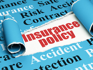 Image showing Insurance concept: red text Insurance Policy under the piece of  torn paper