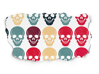 Image showing Health concept: Scull icons on Torn Paper background