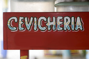 Image showing generic sign for ceviche restaurant stand