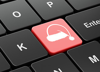 Image showing Entertainment, concept: Christmas Hat on computer keyboard background