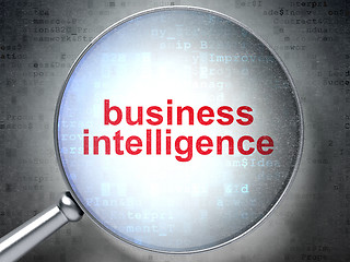 Image showing Finance concept: Business Intelligence with optical glass